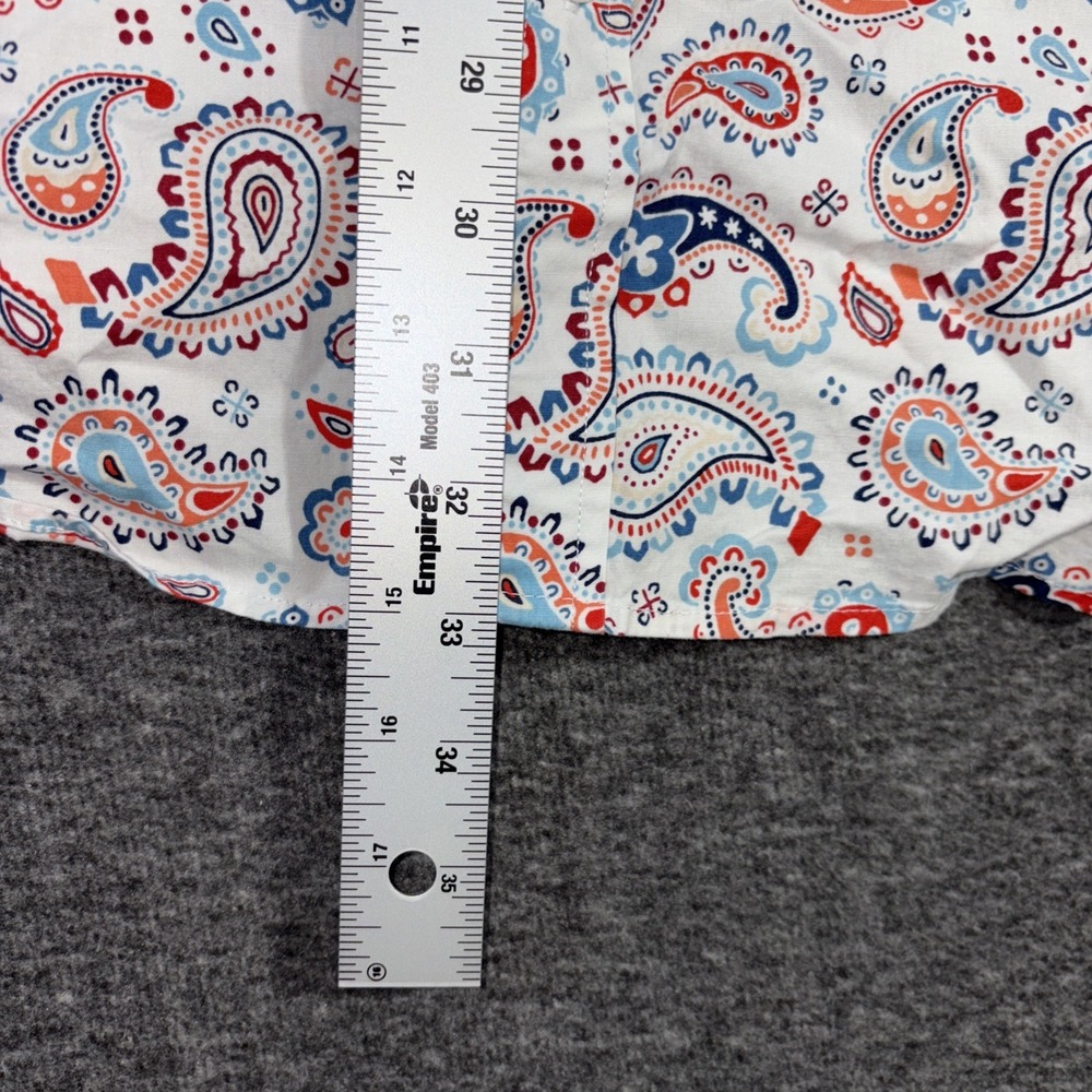 Cremieux Premium Paisley Button Down Shirt Tall 2XT Stretch White/Red Colorful - Picture 7 of 10